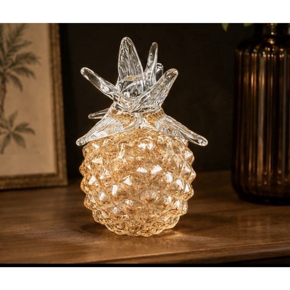 Italian Aventurine Art Glass Pineapple Gold Figurine HandBlown READ